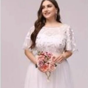 NEW! Ever Pretty White Sequin Cap Sleeve Floor Length Wedding Evening Dress 6X